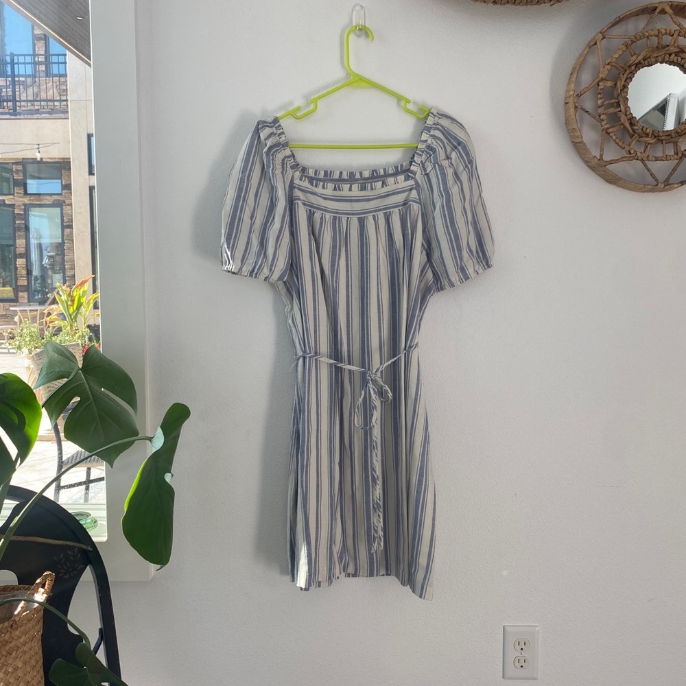 Loft cotton blend lined dress with belt